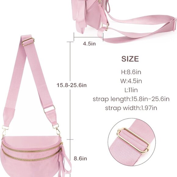 Spacious Nylon Crossbody Bag Bum Bag Handbags Wallets Purses Trendy Shoulder Bag - Picture 3 of 5